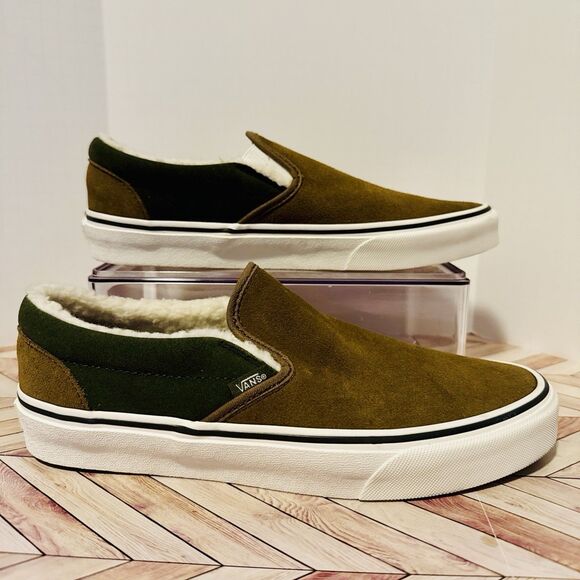 Vans Classic Slip-On Suede Sherpa Kangaroo Brown M 8 W 9.5 Sneakers‎ VN0009Q7BYW main image 4